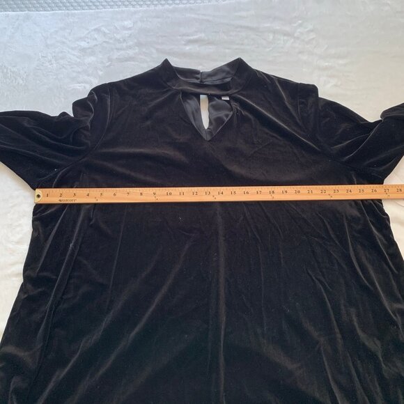 NEW‎ Botique+ black crushed velvet velour long sleeve below knee party dress - Picture 11 of 12